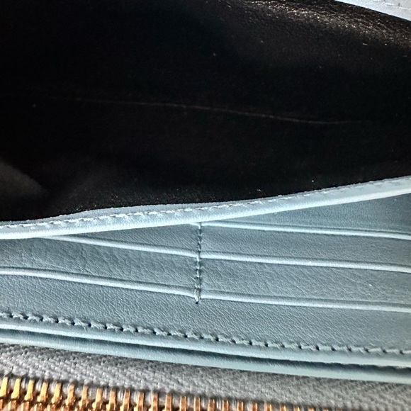 EUC🩵Saint Laurent Paris Blue Glacier Leather Y Line Flap Wallet - Picture 13 of 15